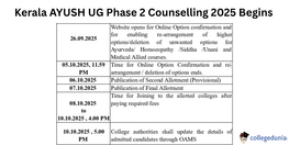 Kerala AYUSH UG Phase 2 Counselling 2025 Begins